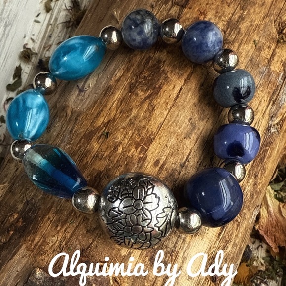 Oversized beads lapis lazuli bracelet - Picture 1 of 1